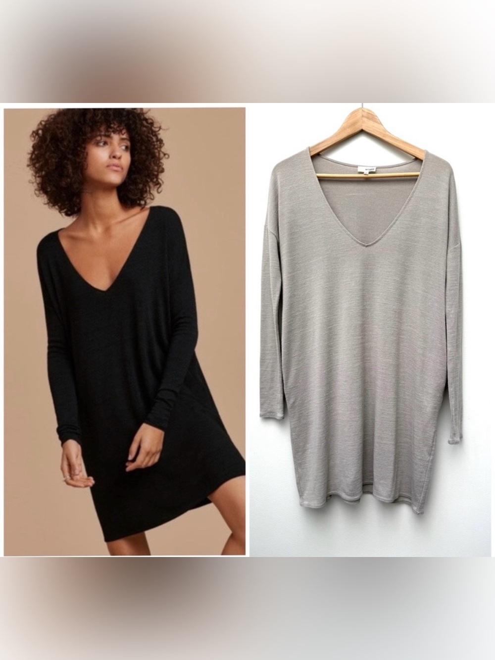 ARITZIA WILFRED FREE GAIL LONG SLEEVE RELAXED FIT SWEATER DRESS REPOSA KNIT
